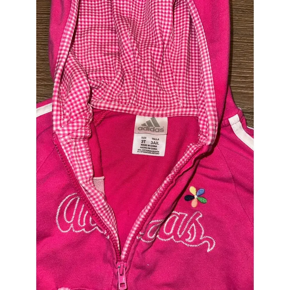 Adidas Pink Flowers Zip Up With Hood Girls/Kids Size 3T